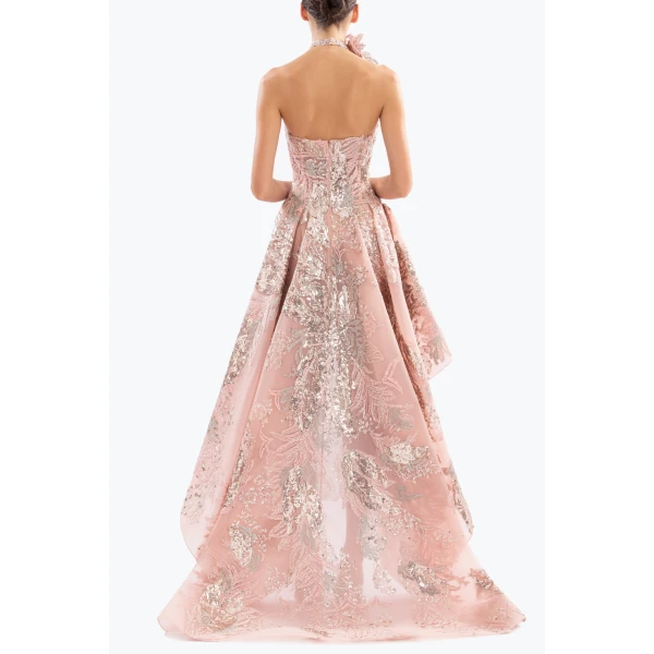 Saiid Kobeisy Embroidered high-low dress, view 3