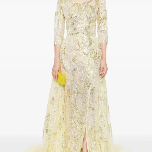 Saiid Kobeisy Embroidered long dress with overskirt