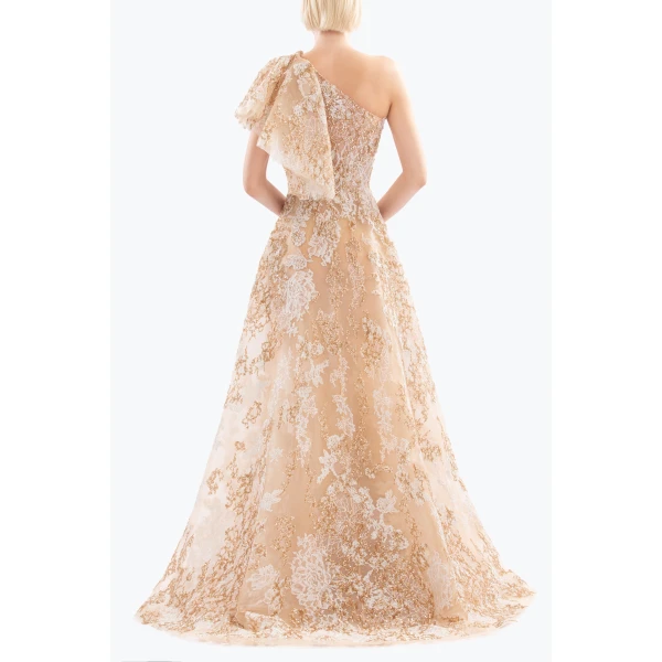 Saiid Kobeisy Embroidered one-shoulder dress, view 3