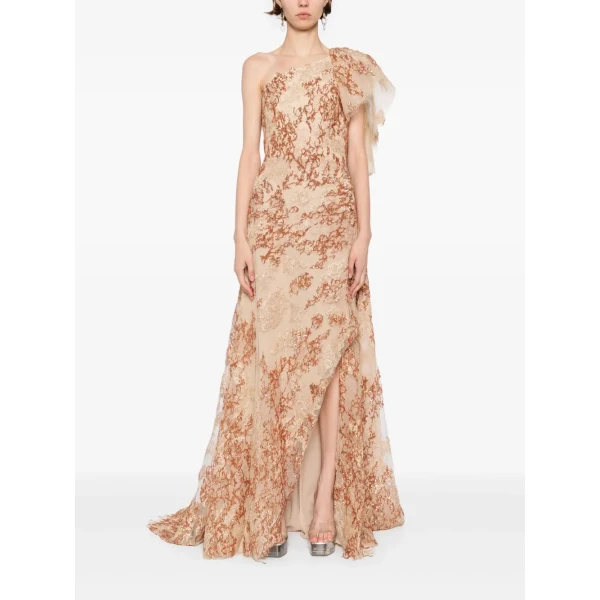Saiid Kobeisy Embroidered one-shoulder dress, view 5