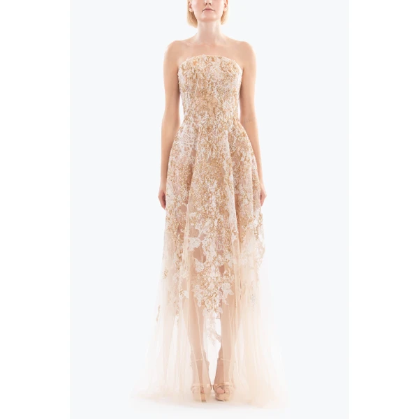Saiid Kobeisy Embroidered strapless dress, view 2