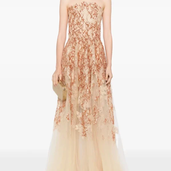 Saiid Kobeisy Embroidered strapless dress