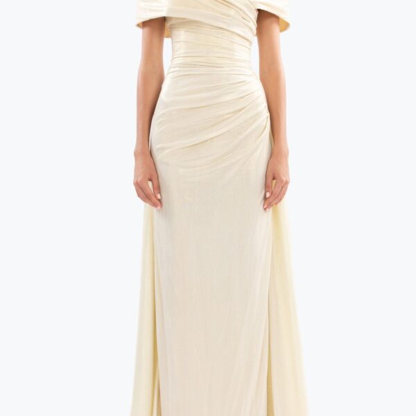 Saiid Kobeisy Gold lame off-shoulder dress