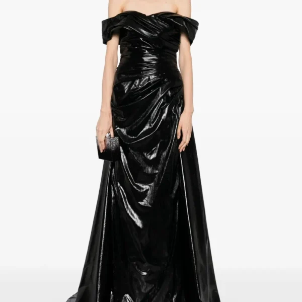 Saiid Kobeisy Gold lame off-shoulder dress