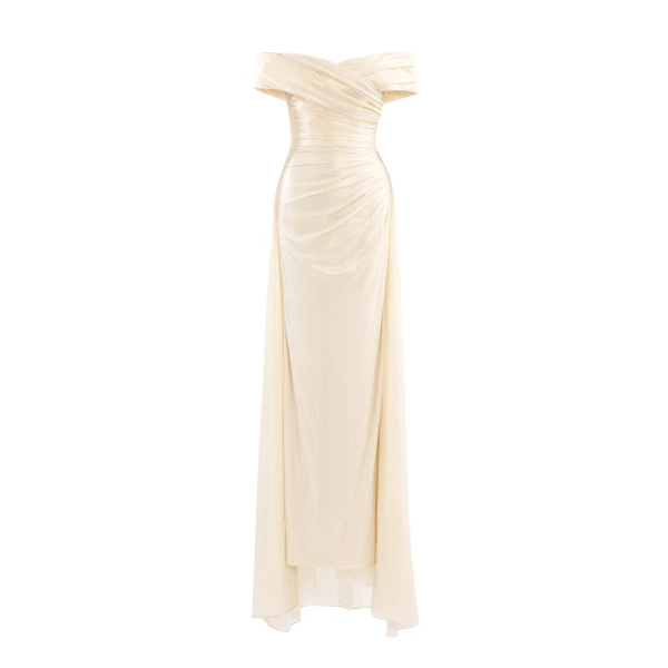 Saiid Kobeisy Gold lame off-shoulder dress