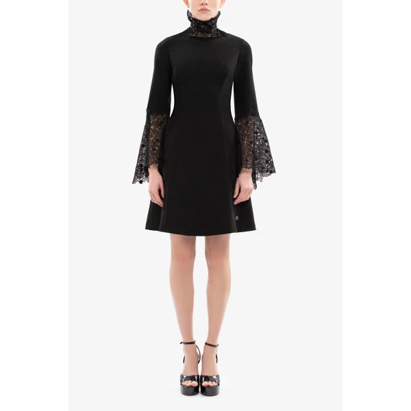 Saiid Kobeisy High neck short lace dress, view 2