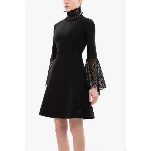 Saiid Kobeisy High neck short lace dress, view 3