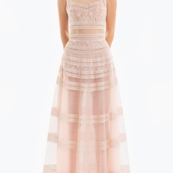 Saiid Kobeisy Lace striped long dress