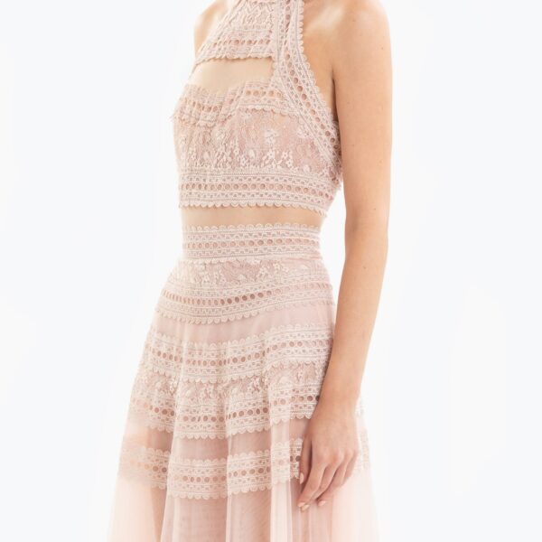 Saiid Kobeisy Lace striped long dress