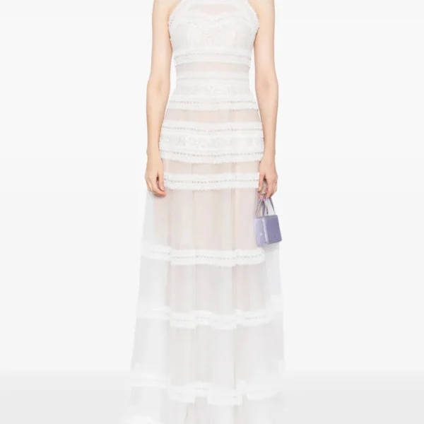 Saiid Kobeisy Lace striped long dress