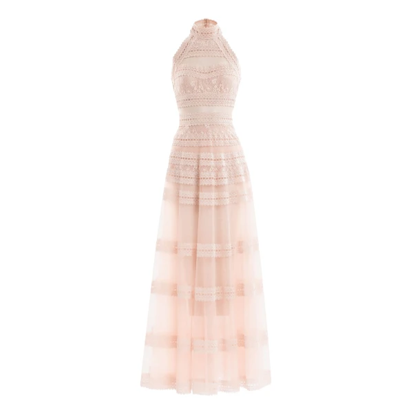 Saiid Kobeisy Lace striped long dress