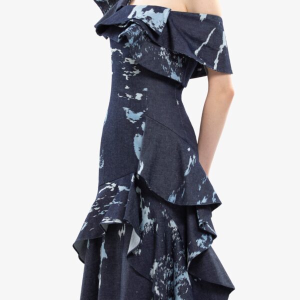 Saiid Kobeisy Layered printed denim midi dress