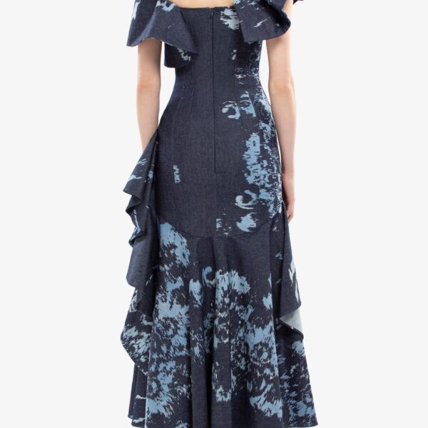Saiid Kobeisy Layered printed denim midi dress