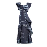 Saiid Kobeisy Layered printed denim midi dress