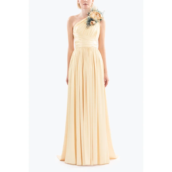 Saiid Kobeisy Long coco pleated dress, view 2