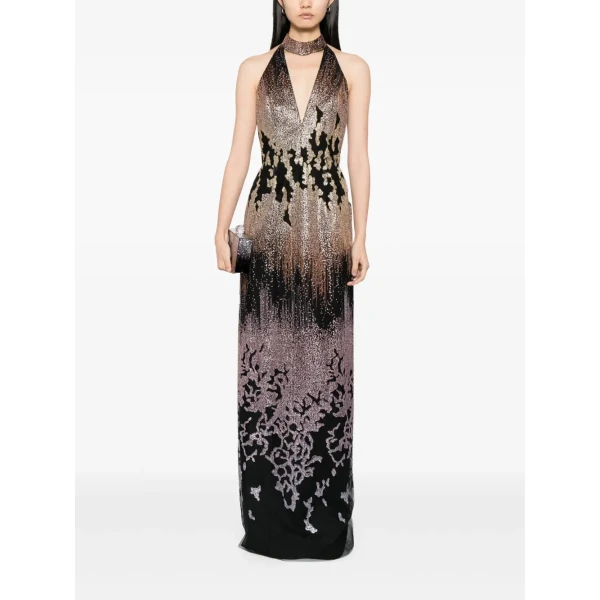 Saiid Kobeisy Long embellished fitted dress, view 5
