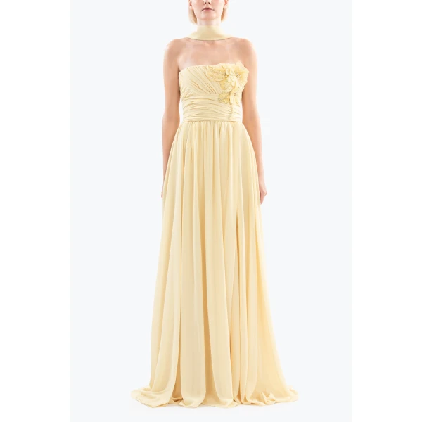 Saiid Kobeisy Long gathered dress, view 2
