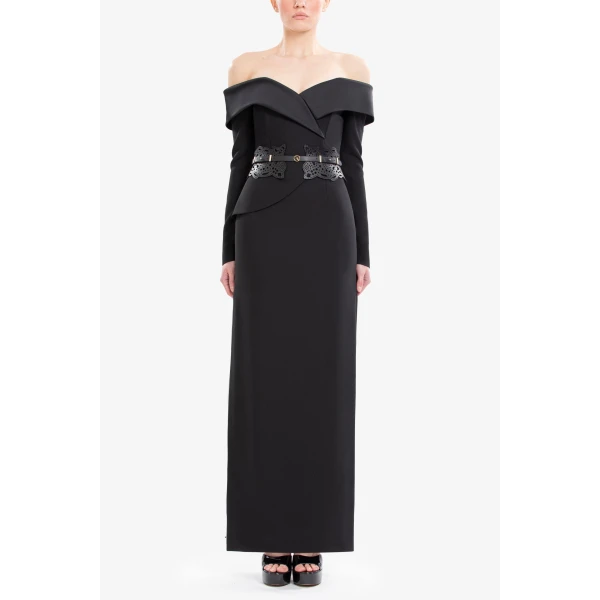 Saiid Kobeisy Off-shoulder crepe midi dress, view 2