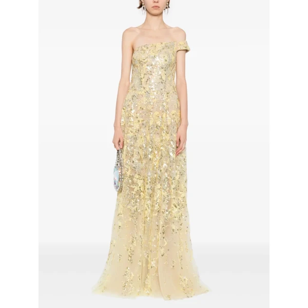 Saiid Kobeisy Off-shoulder long embroidered dress, view 5