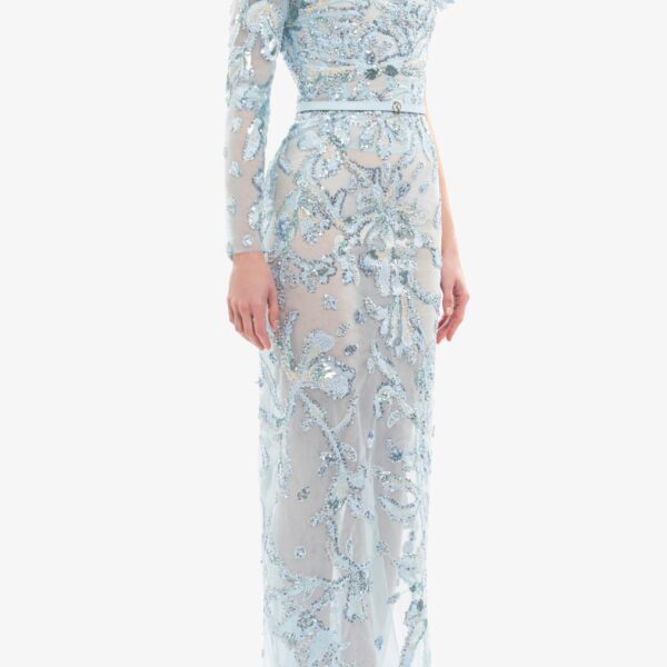 Saiid Kobeisy One-Shoulder Embroidered Tulle Dress