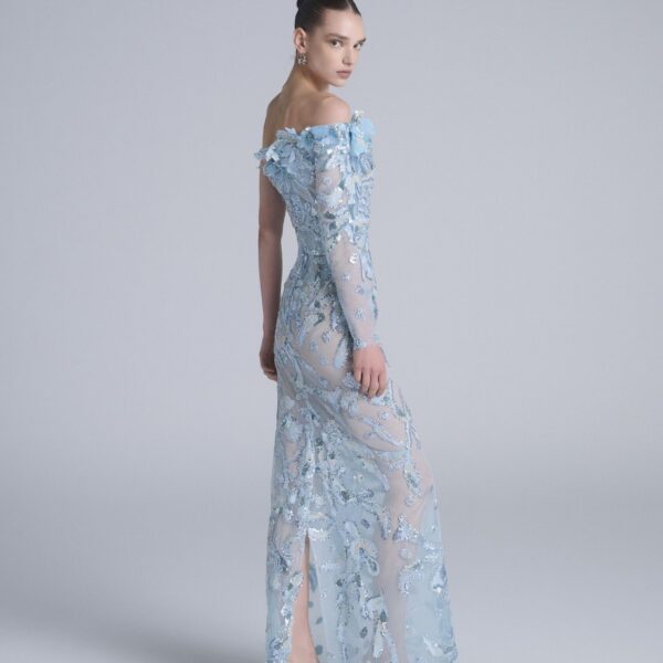 Saiid Kobeisy One-Shoulder Embroidered Tulle Dress