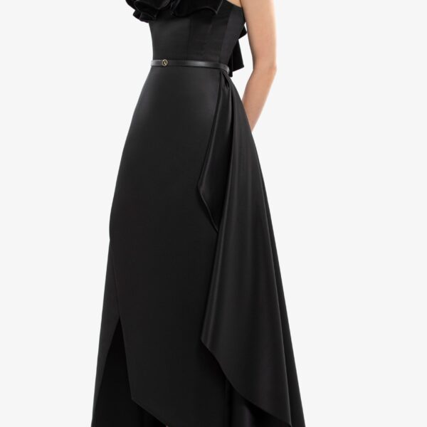 Saiid Kobeisy One-Shoulder Velvet and Satin Dress