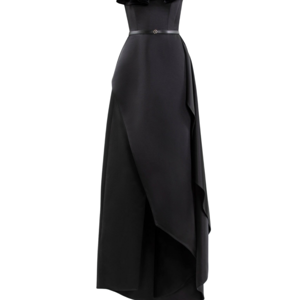 Saiid Kobeisy One-Shoulder Velvet and Satin Dress