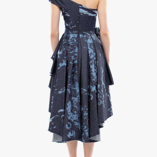 Saiid Kobeisy One-shoulder printed denim short dress