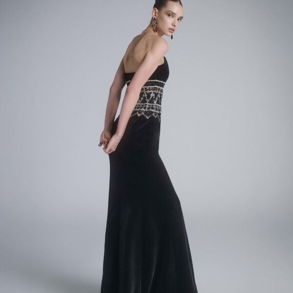 Saiid Kobeisy Strapless Dress with Embroidered Detailing