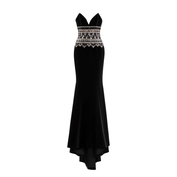 Saiid Kobeisy Strapless Dress with Embroidered Detailing