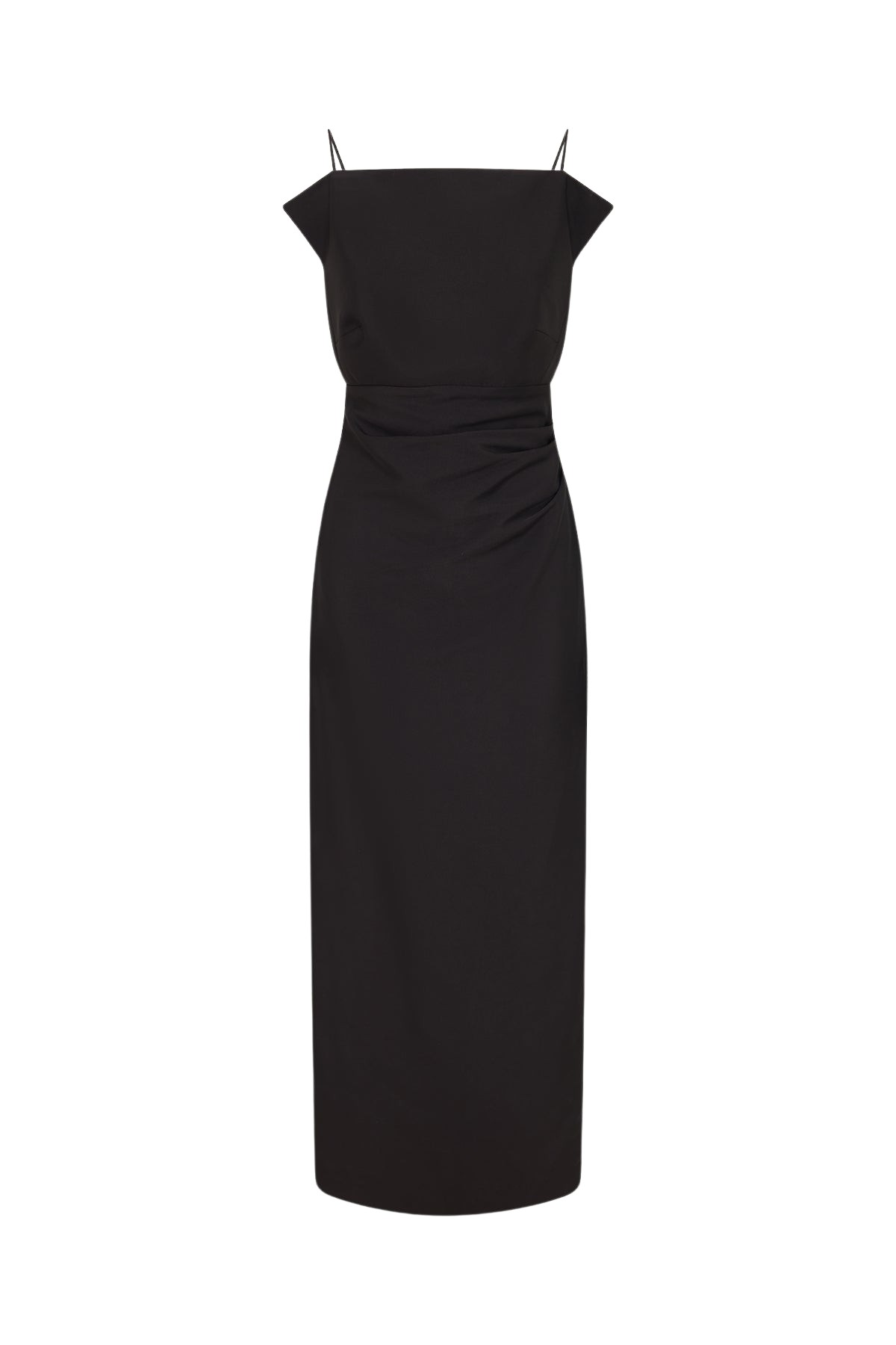 Shona Joy Otis Draped High Neck Midi Dress – Black