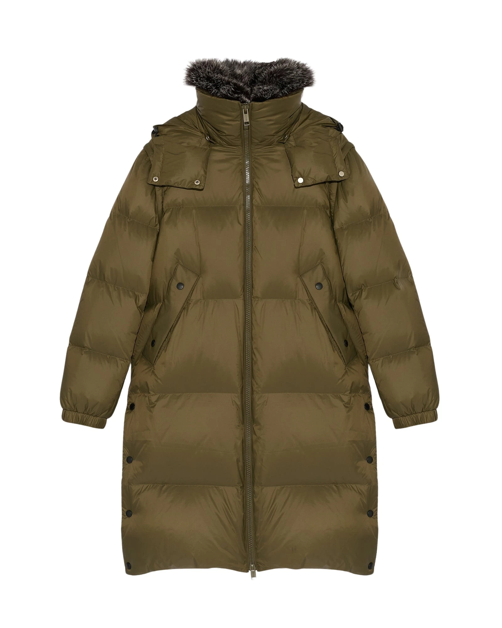 Yves-Salomon-78-length-down-jacket-with-fox-fur-collar-550409_nobg Woman wearing Yves Salomon shearling fur coat – luxury outerwear at Coveti