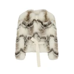 Woman wearing Yves Salomon shearling fur coat – luxury outerwear at Coveti