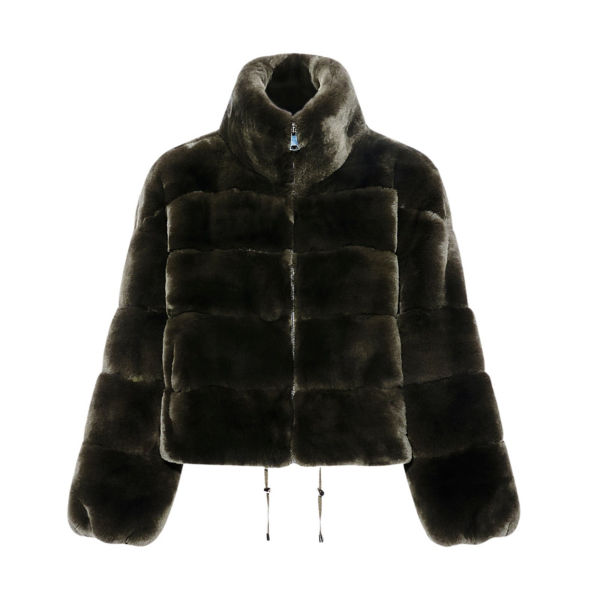 Woman wearing Yves Salomon shearling fur coat – luxury outerwear at Coveti