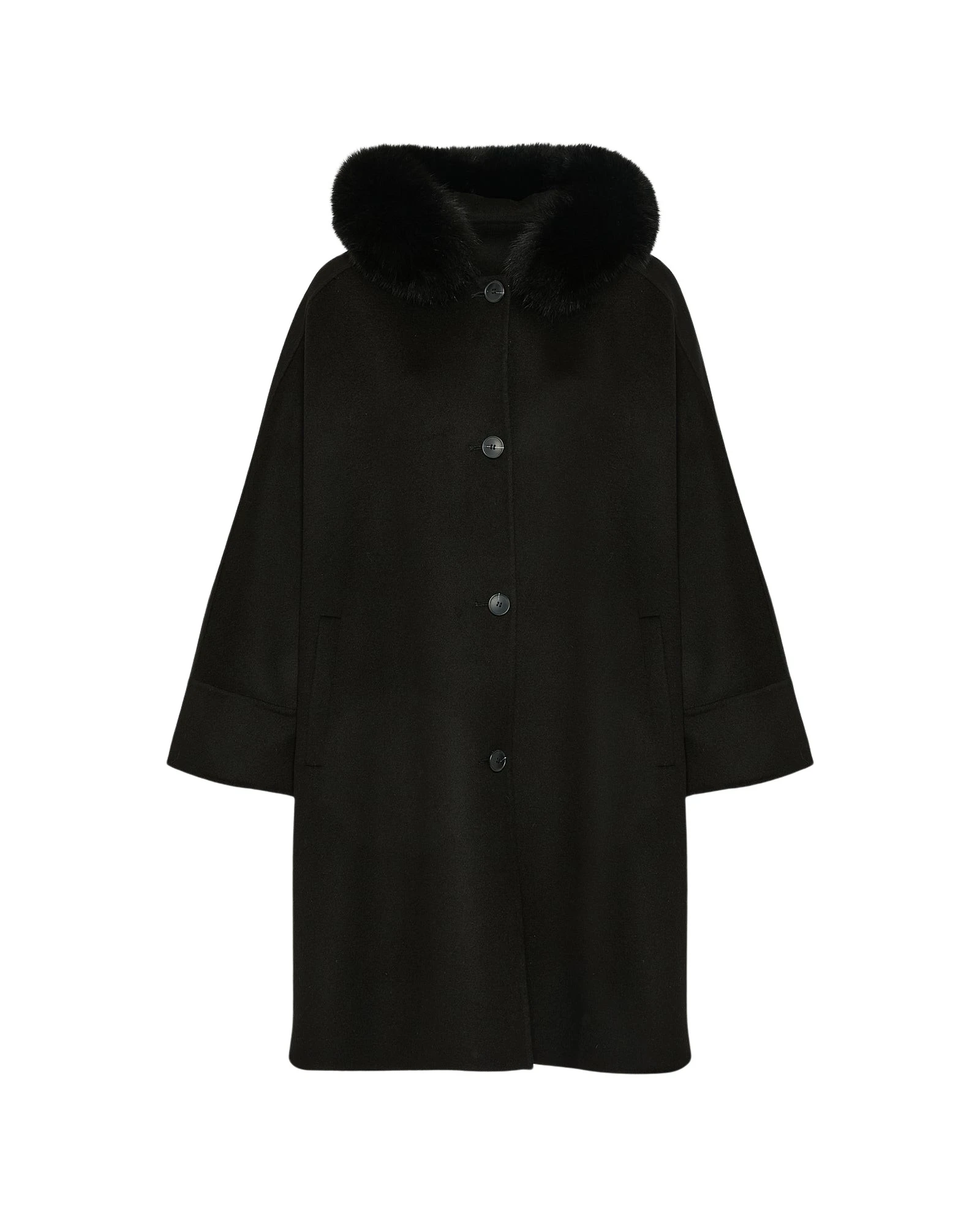 Woman wearing Yves Salomon shearling fur coat – luxury outerwear at Coveti