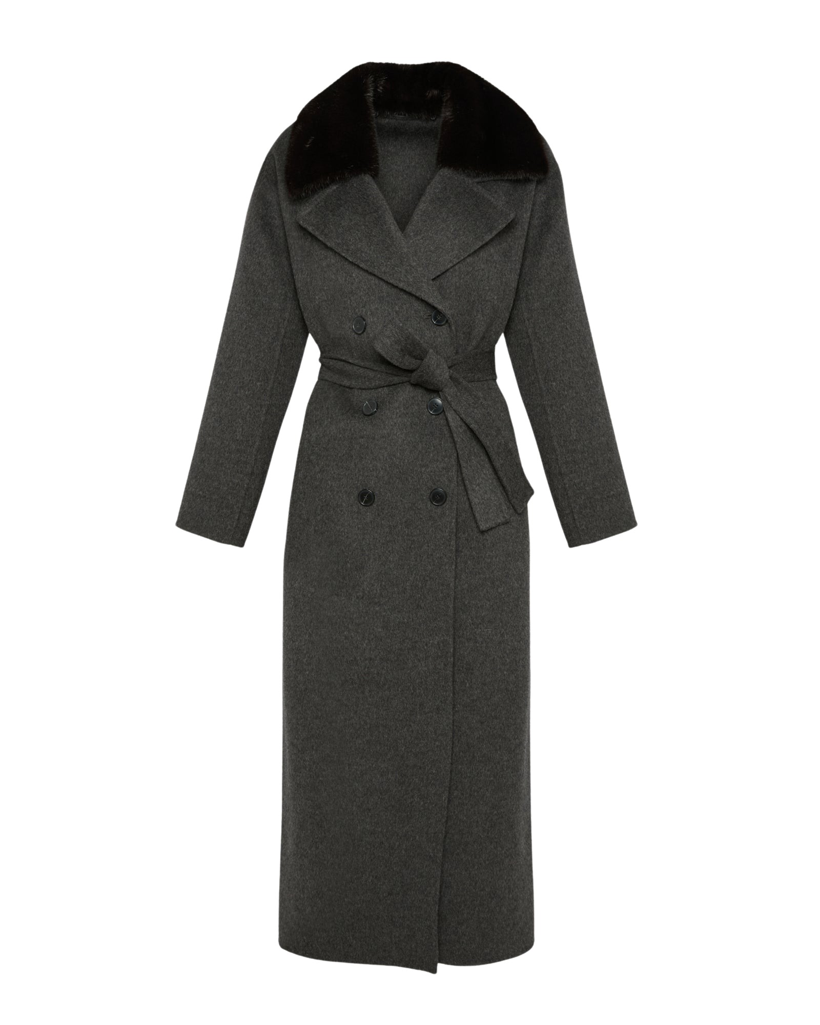 Woman wearing Yves Salomon shearling fur coat – luxury outerwear at Coveti