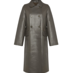 Woman wearing Yves Salomon shearling fur coat – luxury outerwear at Coveti