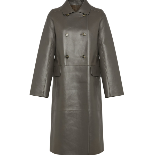 Woman wearing Yves Salomon shearling fur coat – luxury outerwear at Coveti