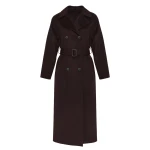 Woman wearing Yves Salomon shearling fur coat – luxury outerwear at Coveti