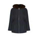 Woman wearing Yves Salomon shearling fur coat – luxury outerwear at Coveti