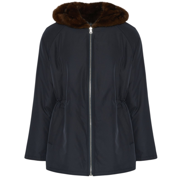 Woman wearing Yves Salomon shearling fur coat – luxury outerwear at Coveti
