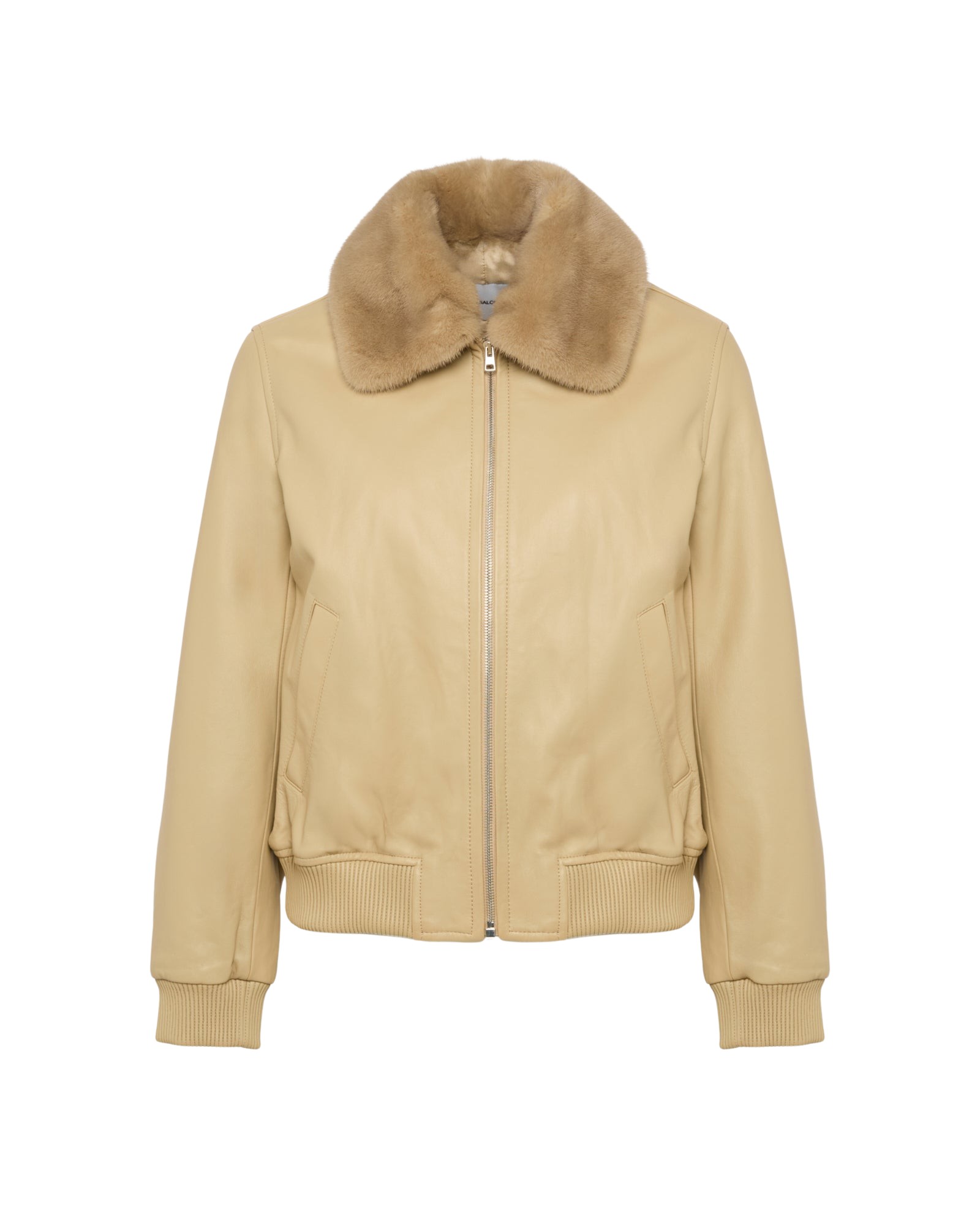 Yves Salomon Lamb leather bomber jacket with removable mink collar