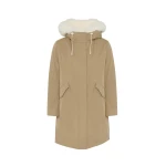 Woman wearing Yves Salomon shearling fur coat – luxury outerwear at Coveti