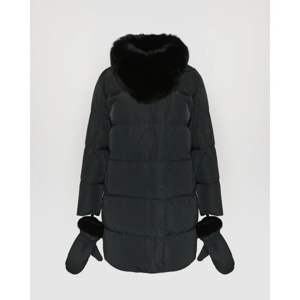 Woman wearing Yves Salomon shearling fur coat – luxury outerwear at Coveti