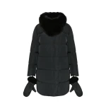 Woman wearing Yves Salomon shearling fur coat – luxury outerwear at Coveti