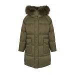 Woman wearing Yves Salomon shearling fur coat – luxury outerwear at Coveti