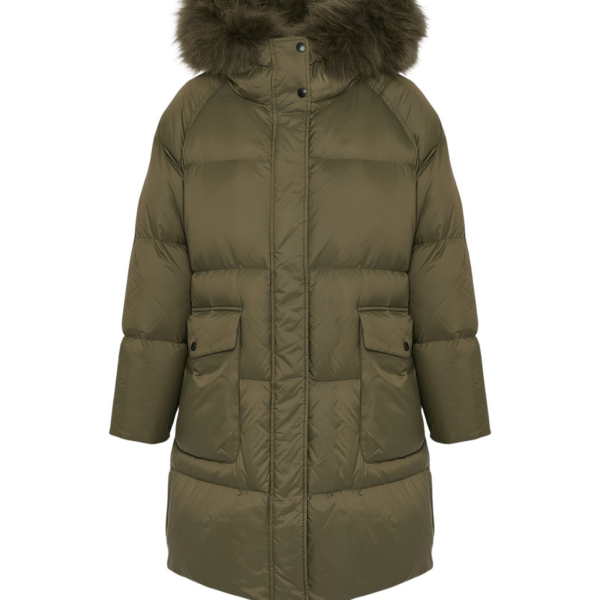 Woman wearing Yves Salomon shearling fur coat – luxury outerwear at Coveti