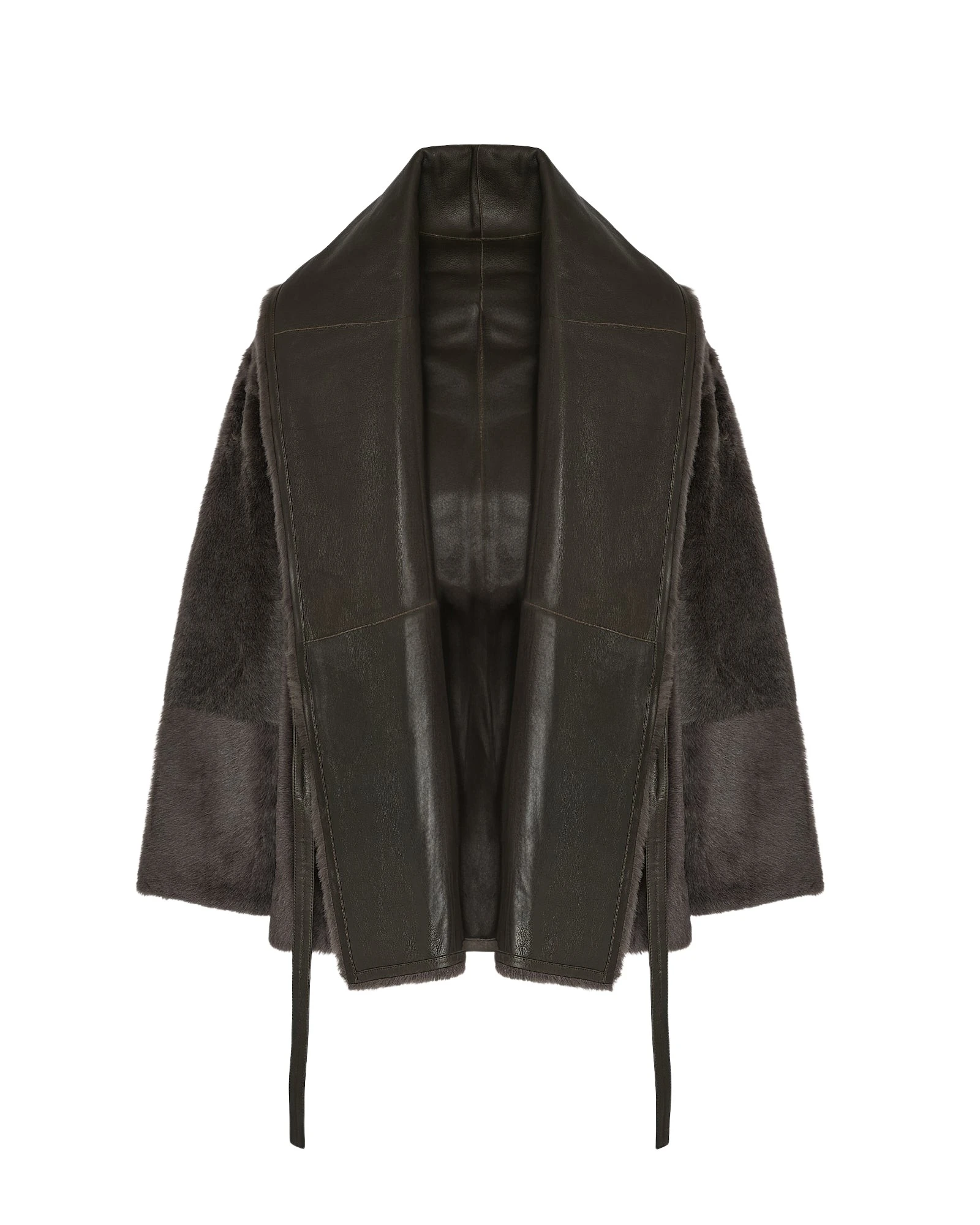 Yves-Salomon-Long-draped-lambskin-shearling-jacket42931_nobg Woman wearing Yves Salomon shearling fur coat – luxury outerwear at Coveti
