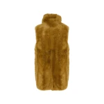 Woman wearing Yves Salomon shearling fur coat – luxury outerwear at Coveti