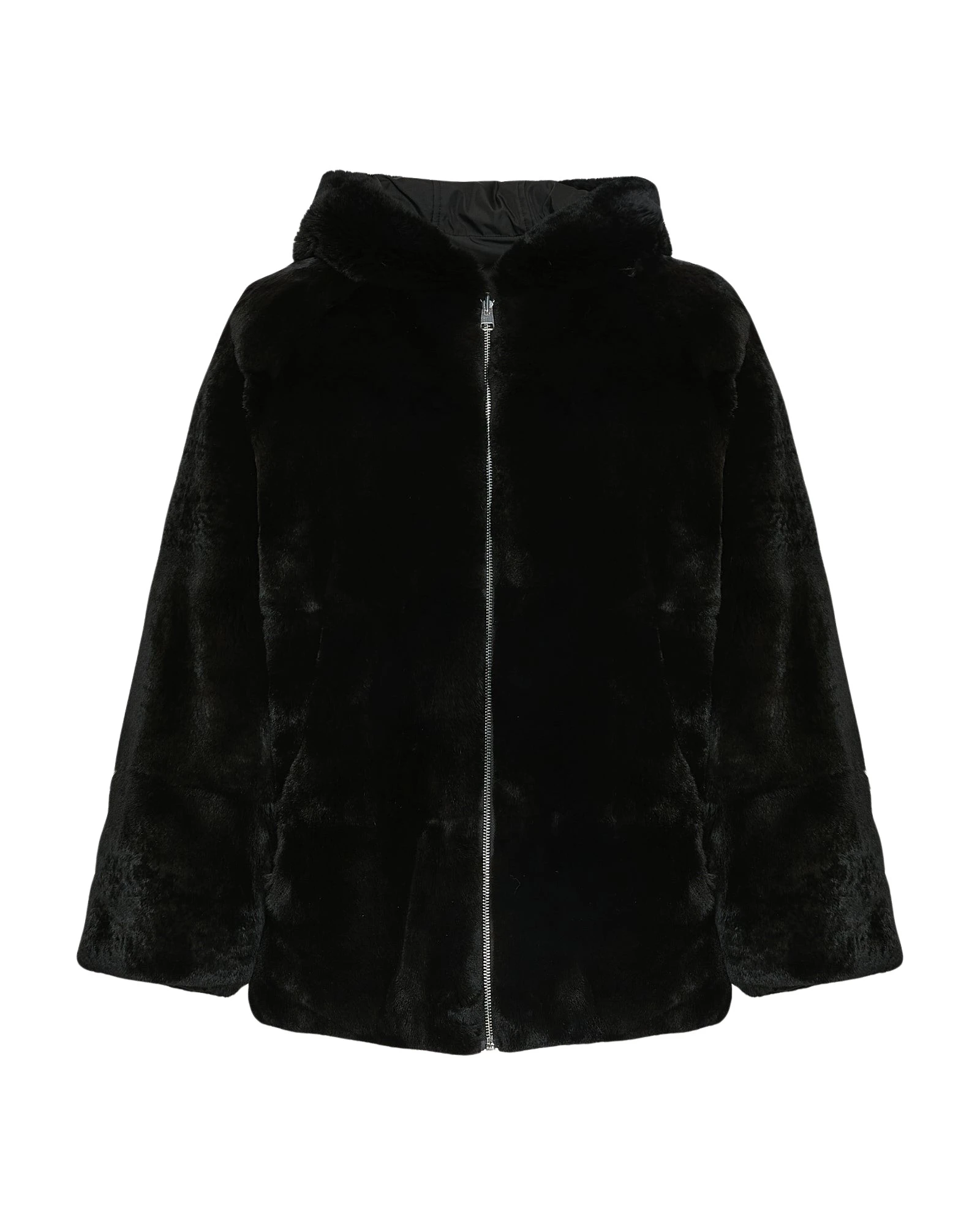 Yves-Salomon-Reversible-hooded-jacket-in-rabbit-rex-fur-and-technical-fabric37294_nobg Woman wearing Yves Salomon shearling fur coat – luxury outerwear at Coveti